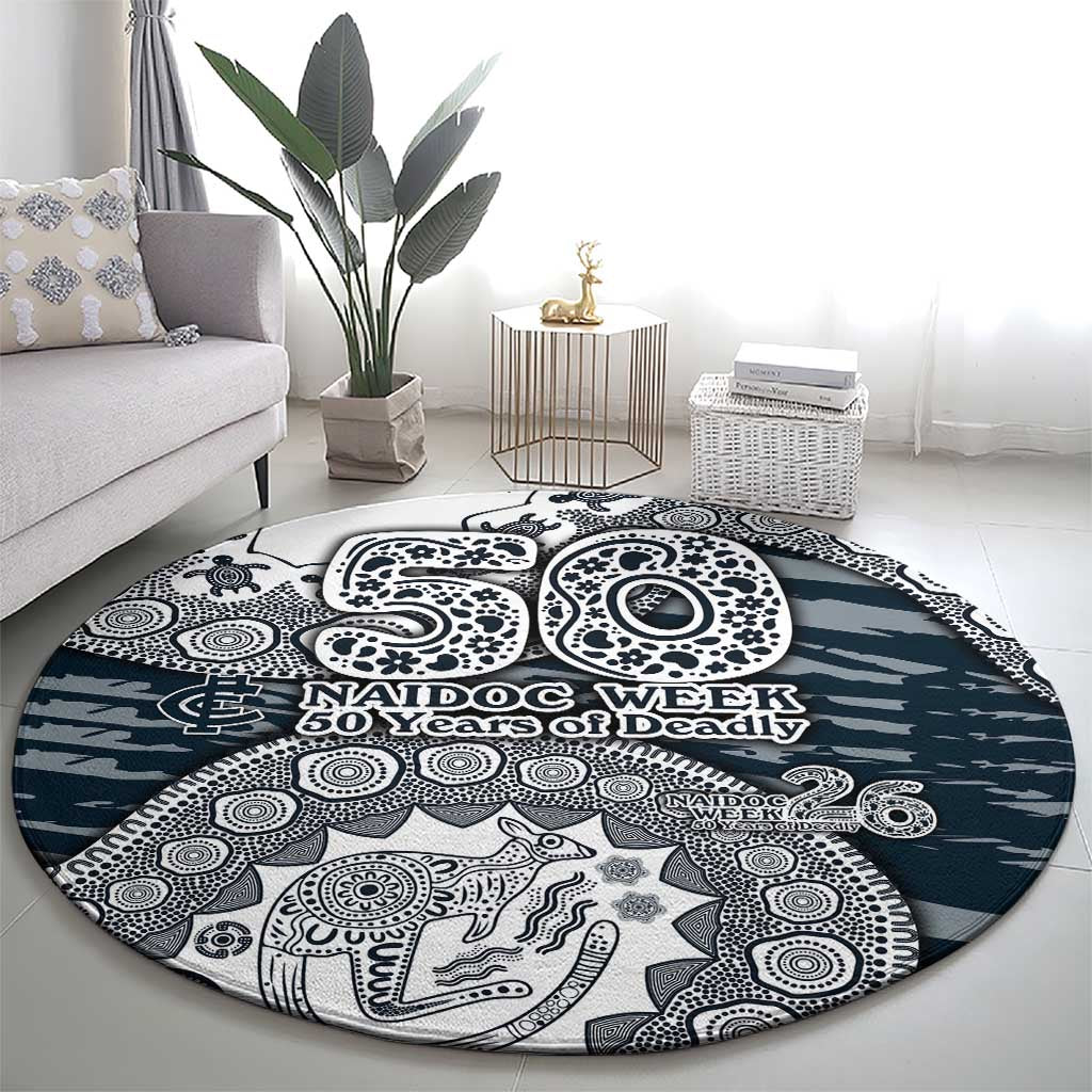 Carlton Blues NAIDOC Week 2026 Round Carpet Australian Aboriginal Dot Art Dreamtime Pattern Style