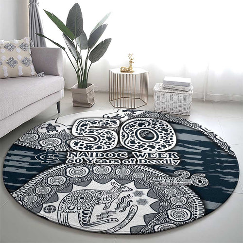 Carlton Blues NAIDOC Week 2026 Round Carpet Australian Aboriginal Dot Art Dreamtime Pattern Style
