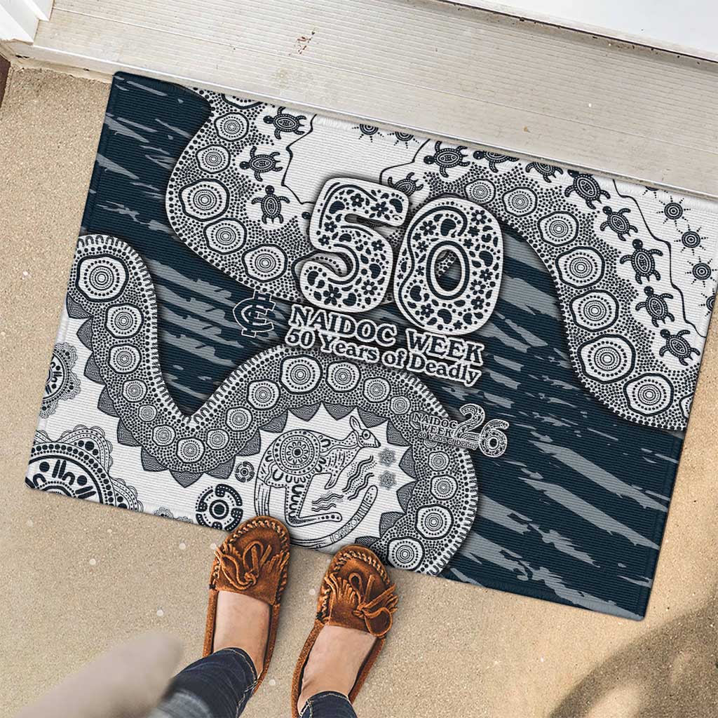 Carlton Blues NAIDOC Week 2026 Rubber Doormat Australian Aboriginal Dot Art Dreamtime Pattern Style