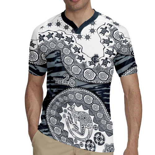 Carlton Blues NAIDOC Week 2026 Rugby Jersey Australian Aboriginal Dot Art Dreamtime Pattern Style