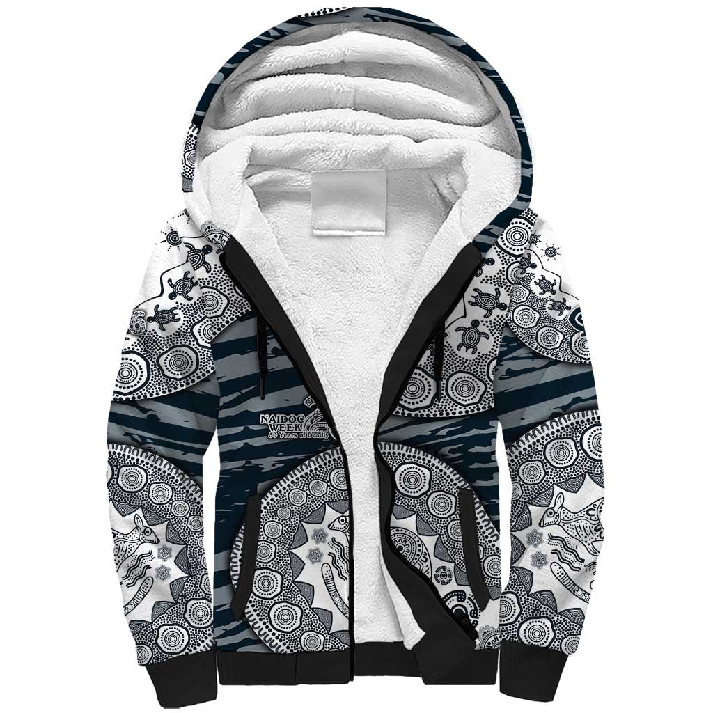 Carlton Blues NAIDOC Week 2026 Sherpa Hoodie Australian Aboriginal Dot Art Dreamtime Pattern Style