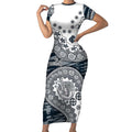 Carlton Blues NAIDOC Week 2026 Short Sleeve Bodycon Dress Australian Aboriginal Dot Art Dreamtime Pattern Style