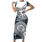 Carlton Blues NAIDOC Week 2026 Short Sleeve Bodycon Dress Australian Aboriginal Dot Art Dreamtime Pattern Style