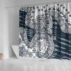 Carlton Blues NAIDOC Week 2026 Shower Curtain Australian Aboriginal Dot Art Dreamtime Pattern Style