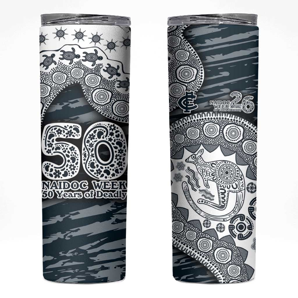 Carlton Blues NAIDOC Week 2026 Skinny Tumbler Australian Aboriginal Dot Art Dreamtime Pattern Style
