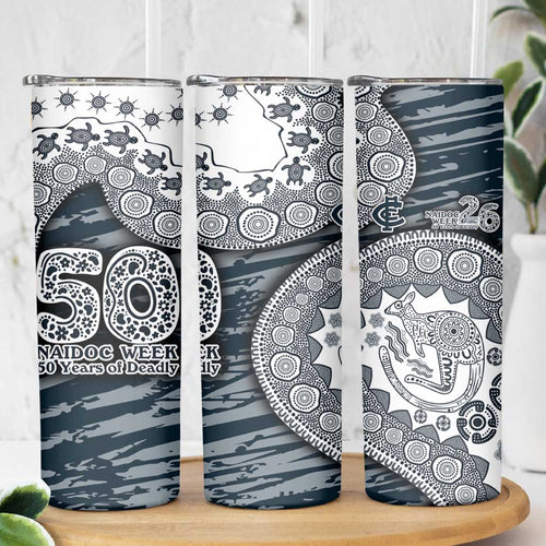 Carlton Blues NAIDOC Week 2026 Skinny Tumbler Australian Aboriginal Dot Art Dreamtime Pattern Style