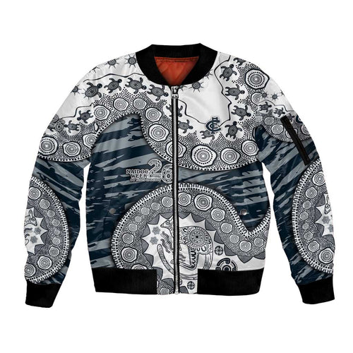 Carlton Blues NAIDOC Week 2026 Sleeve Zip Bomber Jacket Australian Aboriginal Dot Art Dreamtime Pattern Style