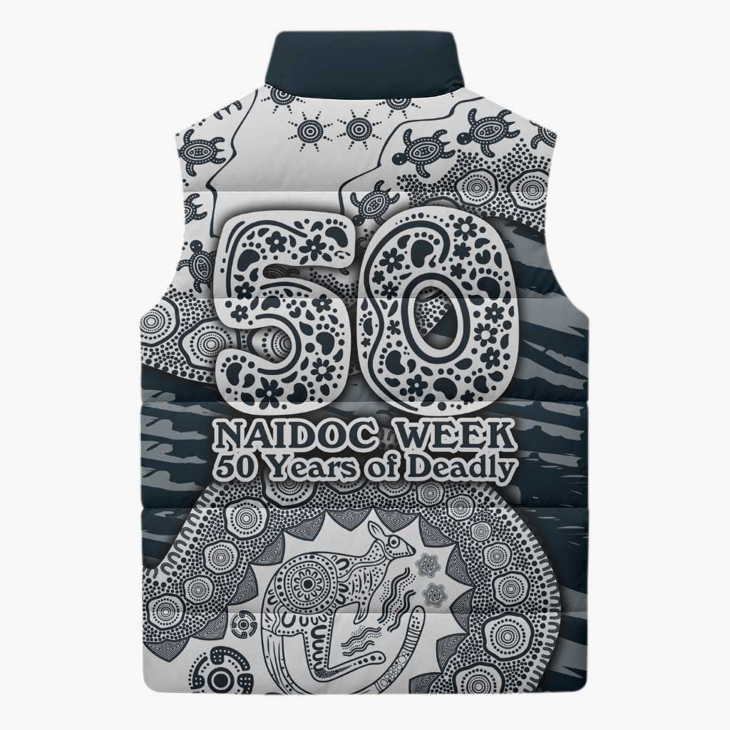 Carlton Blues NAIDOC Week 2026 Sleeveless Puffer Jacket Australian Aboriginal Dot Art Dreamtime Pattern Style