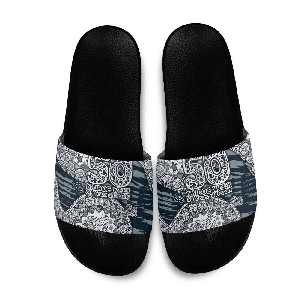 Carlton Blues NAIDOC Week 2026 Slide Sandals Australian Aboriginal Dot Art Dreamtime Pattern Style