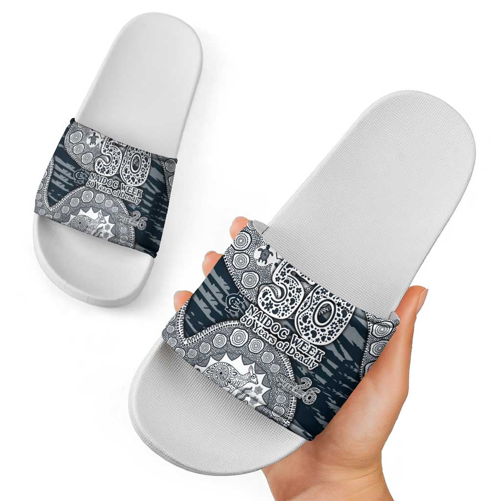 Carlton Blues NAIDOC Week 2026 Slide Sandals Australian Aboriginal Dot Art Dreamtime Pattern Style