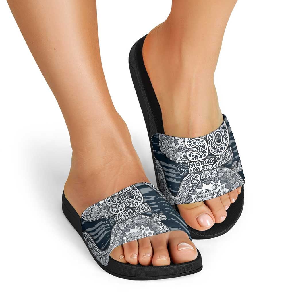 Carlton Blues NAIDOC Week 2026 Slide Sandals Australian Aboriginal Dot Art Dreamtime Pattern Style