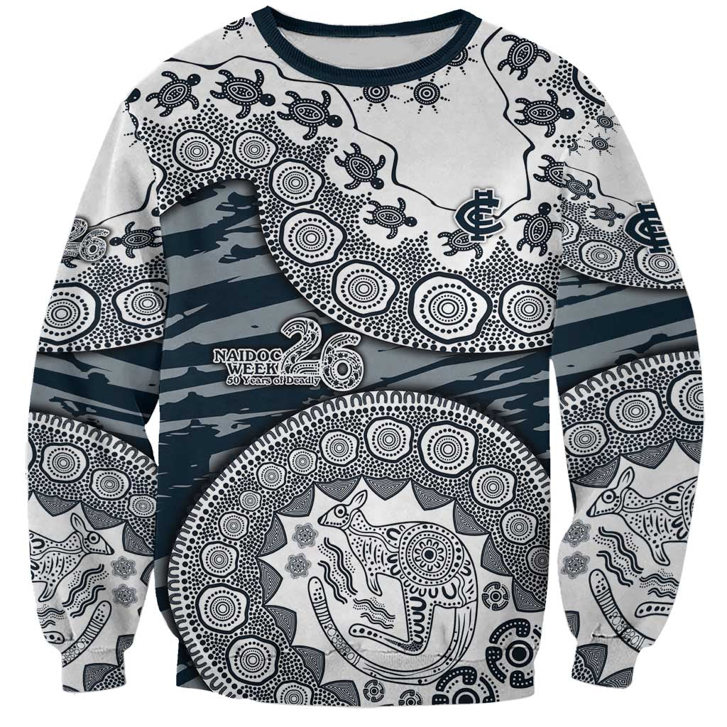 Carlton Blues NAIDOC Week 2026 Sweatshirt Australian Aboriginal Dot Art Dreamtime Pattern Style