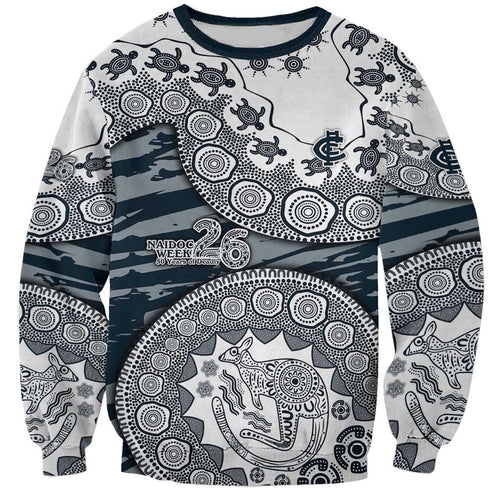 Carlton Blues NAIDOC Week 2026 Sweatshirt Australian Aboriginal Dot Art Dreamtime Pattern Style