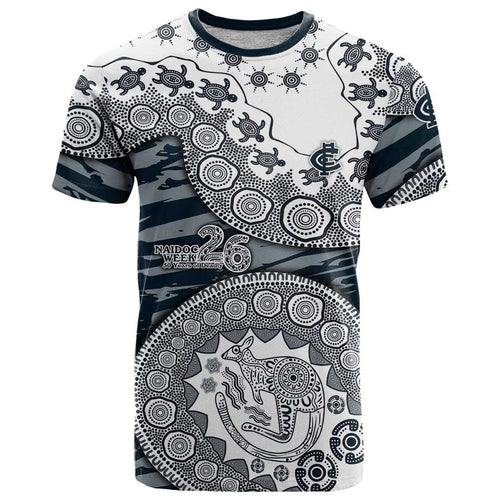 Carlton Blues NAIDOC Week 2026 T Shirt Australian Aboriginal Dot Art Dreamtime Pattern Style
