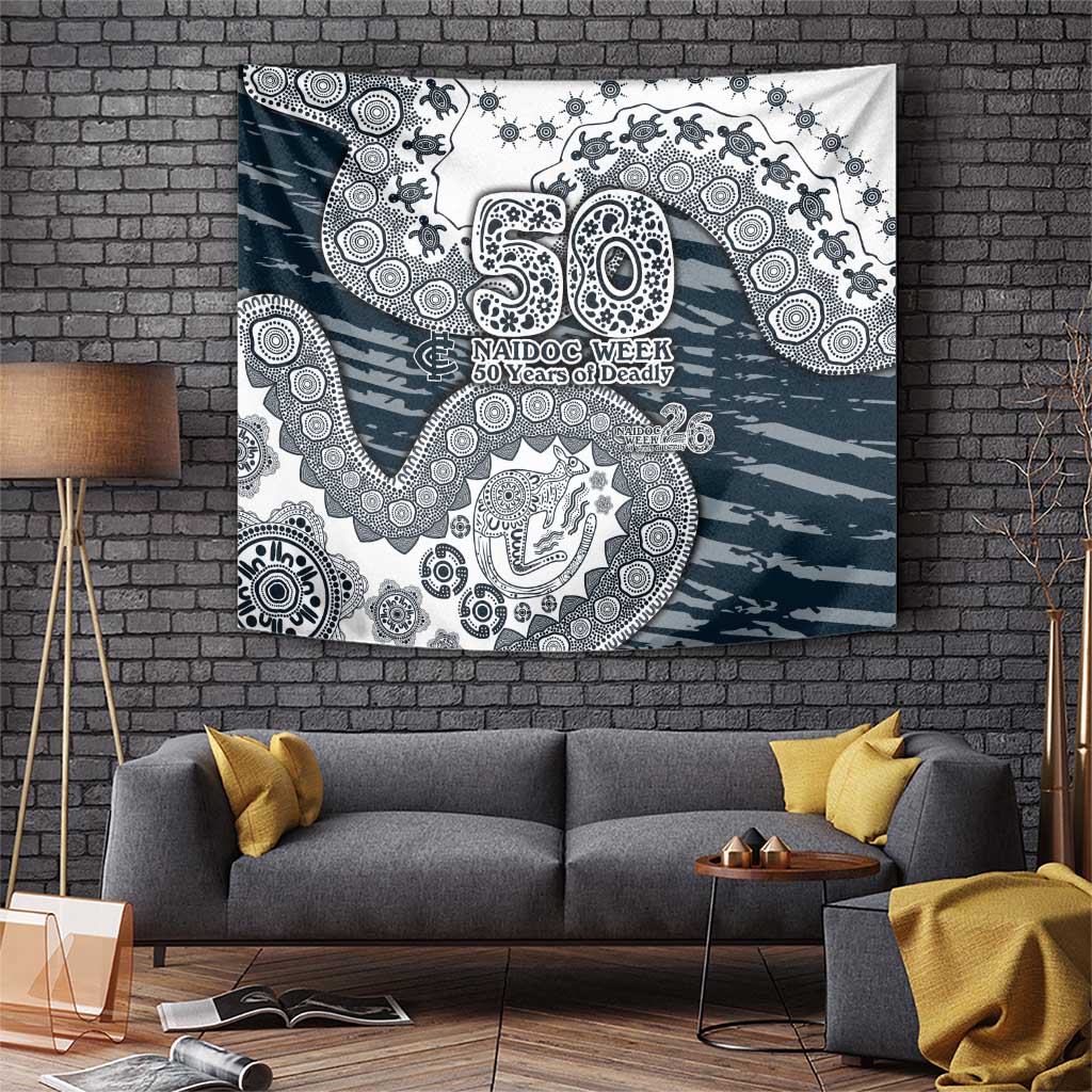 Carlton Blues NAIDOC Week 2026 Tapestry Australian Aboriginal Dot Art Dreamtime Pattern Style