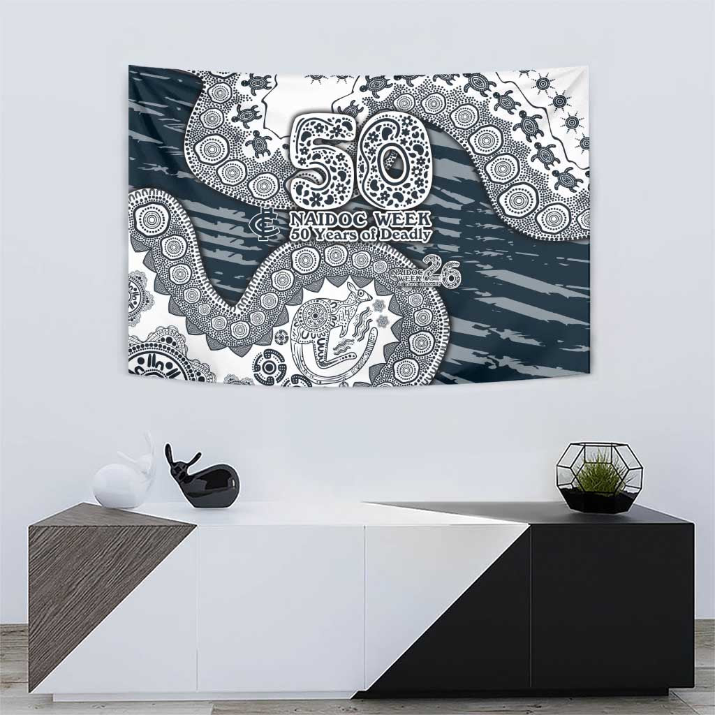 Carlton Blues NAIDOC Week 2026 Tapestry Australian Aboriginal Dot Art Dreamtime Pattern Style
