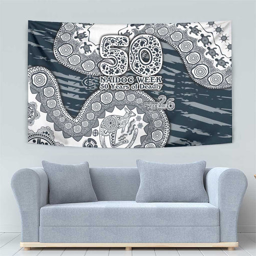 Carlton Blues NAIDOC Week 2026 Tapestry Australian Aboriginal Dot Art Dreamtime Pattern Style