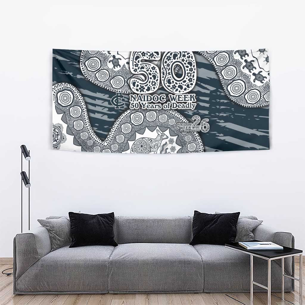 Carlton Blues NAIDOC Week 2026 Tapestry Australian Aboriginal Dot Art Dreamtime Pattern Style