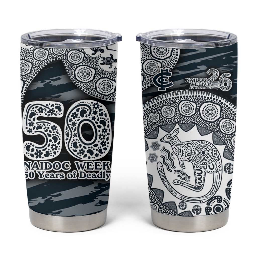 Carlton Blues NAIDOC Week 2026 Tumbler Cup Australian Aboriginal Dot Art Dreamtime Pattern Style