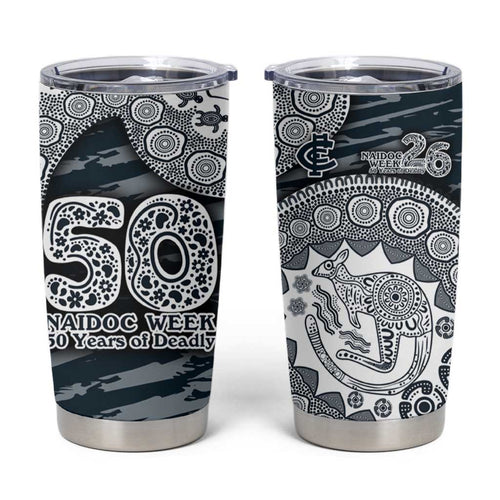 Carlton Blues NAIDOC Week 2026 Tumbler Cup Australian Aboriginal Dot Art Dreamtime Pattern Style