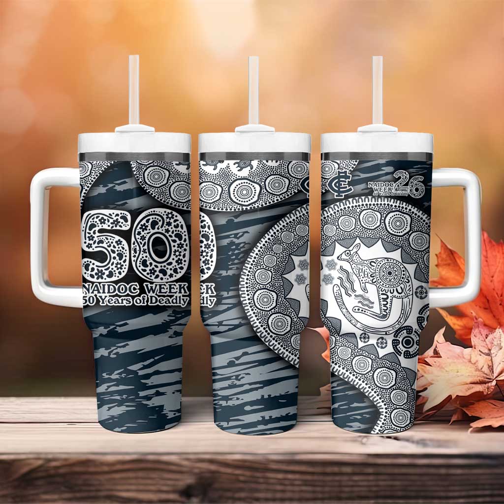 Carlton Blues NAIDOC Week 2026 Tumbler With Handle Australian Aboriginal Dot Art Dreamtime Pattern Style