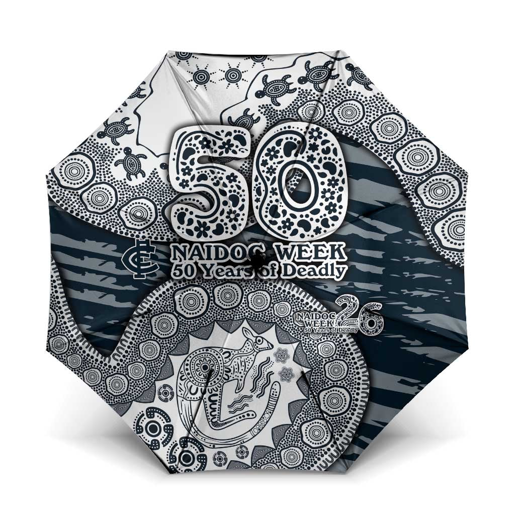 Carlton Blues NAIDOC Week 2026 Umbrella Australian Aboriginal Dot Art Dreamtime Pattern Style