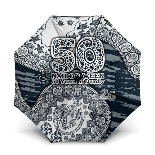 Carlton Blues NAIDOC Week 2026 Umbrella Australian Aboriginal Dot Art Dreamtime Pattern Style