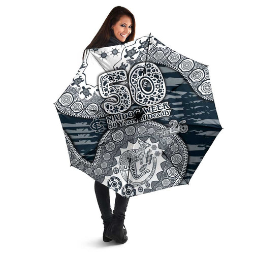 Carlton Blues NAIDOC Week 2026 Umbrella Australian Aboriginal Dot Art Dreamtime Pattern Style