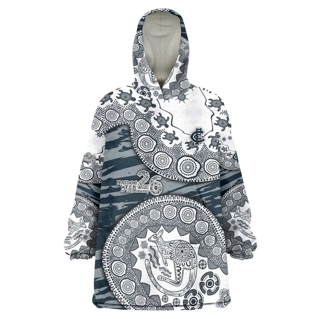 Carlton Blues NAIDOC Week 2026 Wearable Blanket Hoodie Australian Aboriginal Dot Art Dreamtime Pattern Style