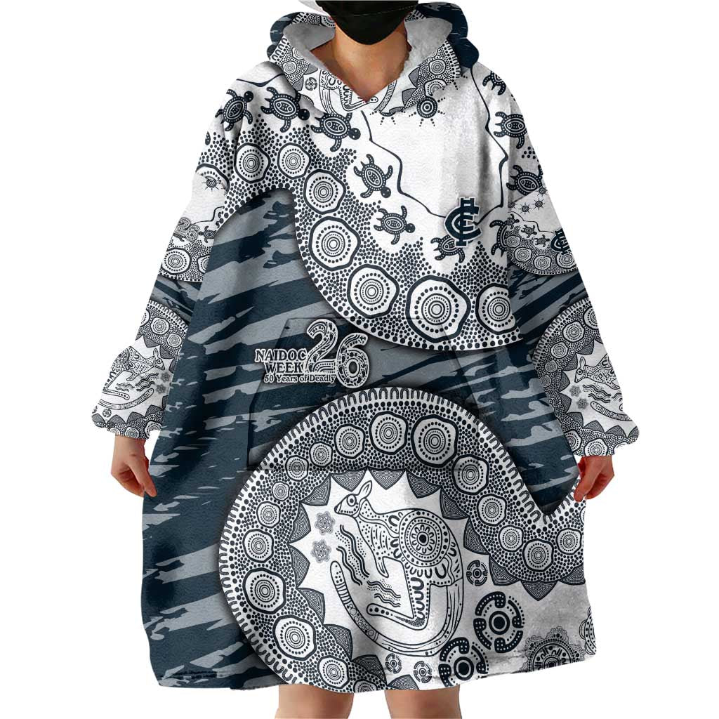 Carlton Blues NAIDOC Week 2026 Wearable Blanket Hoodie Australian Aboriginal Dot Art Dreamtime Pattern Style
