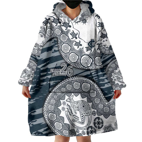 Carlton Blues NAIDOC Week 2026 Wearable Blanket Hoodie Australian Aboriginal Dot Art Dreamtime Pattern Style