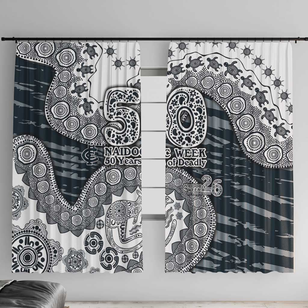 Carlton Blues NAIDOC Week 2026 Window Curtain Australian Aboriginal Dot Art Dreamtime Pattern Style