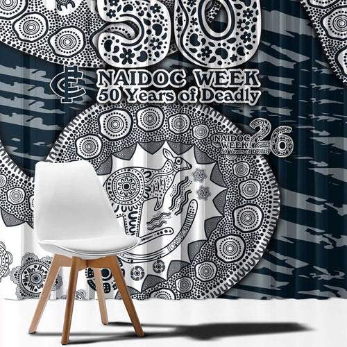 Carlton Blues NAIDOC Week 2026 Window Curtain Australian Aboriginal Dot Art Dreamtime Pattern Style