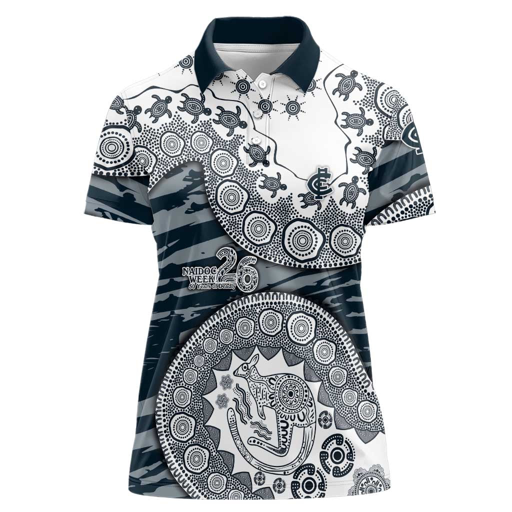 Carlton Blues NAIDOC Week 2026 Women Polo Shirt Australian Aboriginal Dot Art Dreamtime Pattern Style