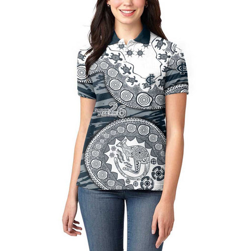 Carlton Blues NAIDOC Week 2026 Women Polo Shirt Australian Aboriginal Dot Art Dreamtime Pattern Style