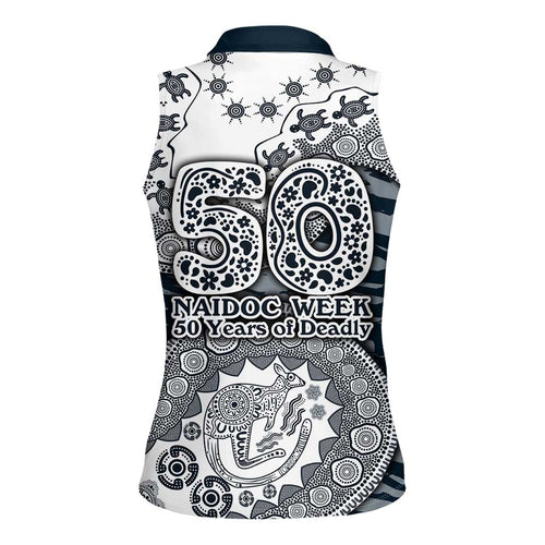 Carlton Blues NAIDOC Week 2026 Women Sleeveless Polo Shirt Australian Aboriginal Dot Art Dreamtime Pattern Style