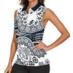 Carlton Blues NAIDOC Week 2026 Women Sleeveless Polo Shirt Australian Aboriginal Dot Art Dreamtime Pattern Style