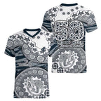 Carlton Blues NAIDOC Week 2026 Women V-Neck T-Shirt Australian Aboriginal Dot Art Dreamtime Pattern Style