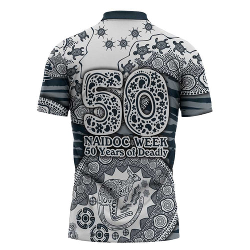Carlton Blues NAIDOC Week 2026 Zipper Polo Shirt Australian Aboriginal Dot Art Dreamtime Pattern Style