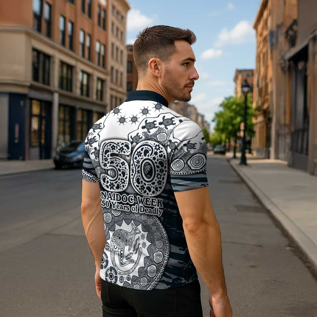 Carlton Blues NAIDOC Week 2026 Zipper Polo Shirt Australian Aboriginal Dot Art Dreamtime Pattern Style