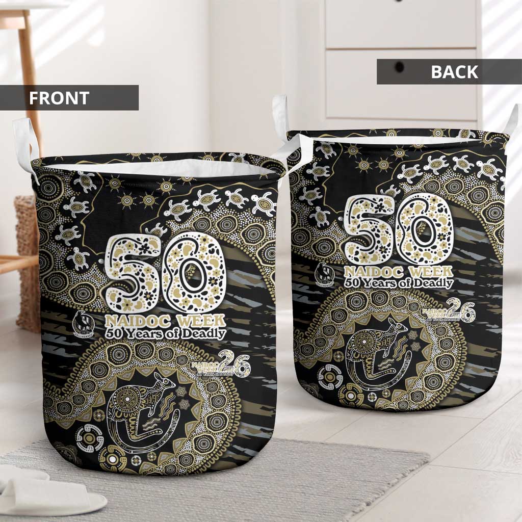 Collingwood Magpies NAIDOC Week 2026 Laundry Basket Australian Aboriginal Dot Art Dreamtime Pattern Style