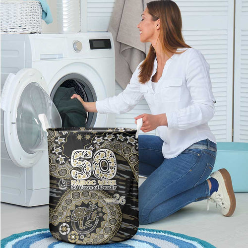Collingwood Magpies NAIDOC Week 2026 Laundry Basket Australian Aboriginal Dot Art Dreamtime Pattern Style