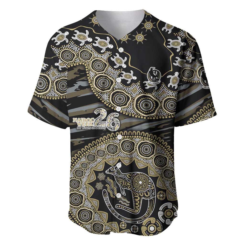 Collingwood Magpies NAIDOC Week 2026 Baseball Jersey Australian Aboriginal Dot Art Dreamtime Pattern Style