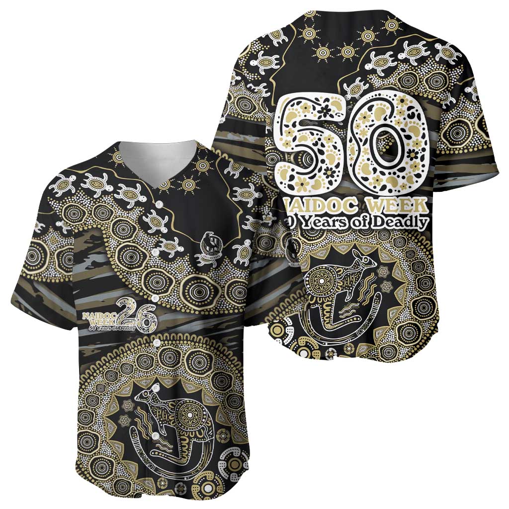 Collingwood Magpies NAIDOC Week 2026 Baseball Jersey Australian Aboriginal Dot Art Dreamtime Pattern Style