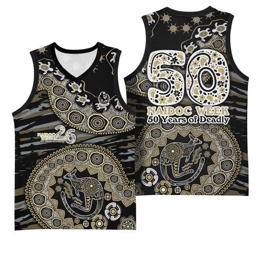 Collingwood Magpies NAIDOC Week 2026 Basketball Jersey Australian Aboriginal Dot Art Dreamtime Pattern Style