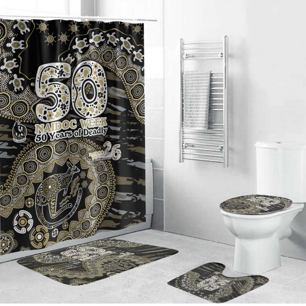 Collingwood Magpies NAIDOC Week 2026 Bathroom Set Australian Aboriginal Dot Art Dreamtime Pattern Style