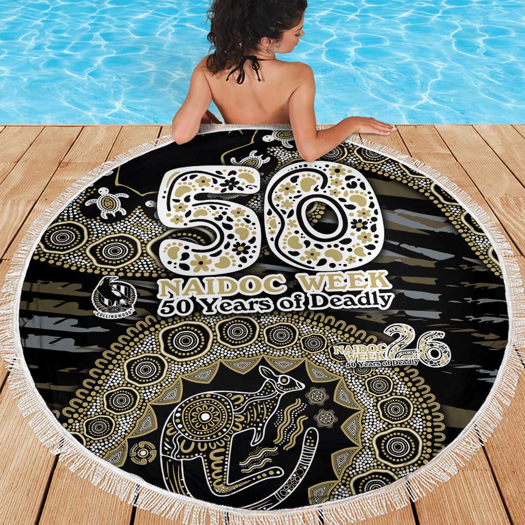 Collingwood Magpies NAIDOC Week 2026 Beach Blanket Australian Aboriginal Dot Art Dreamtime Pattern Style