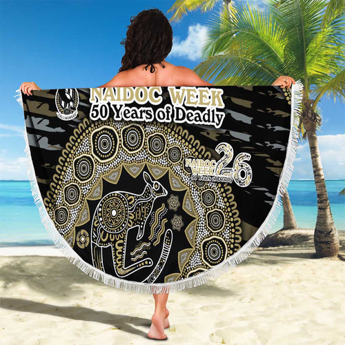 Collingwood Magpies NAIDOC Week 2026 Beach Blanket Australian Aboriginal Dot Art Dreamtime Pattern Style