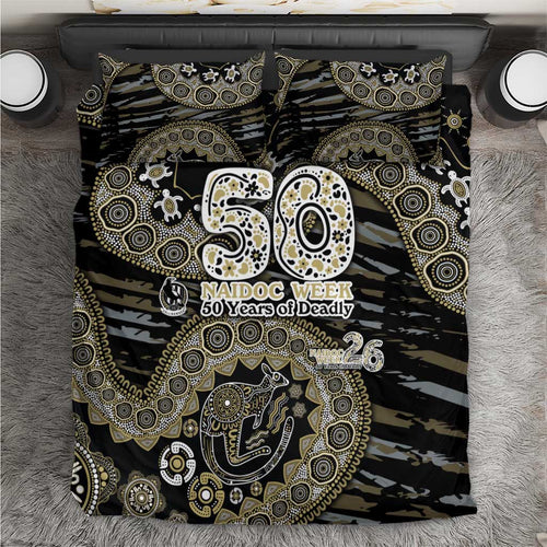 Collingwood Magpies NAIDOC Week 2026 Bedding Set Australian Aboriginal Dot Art Dreamtime Pattern Style