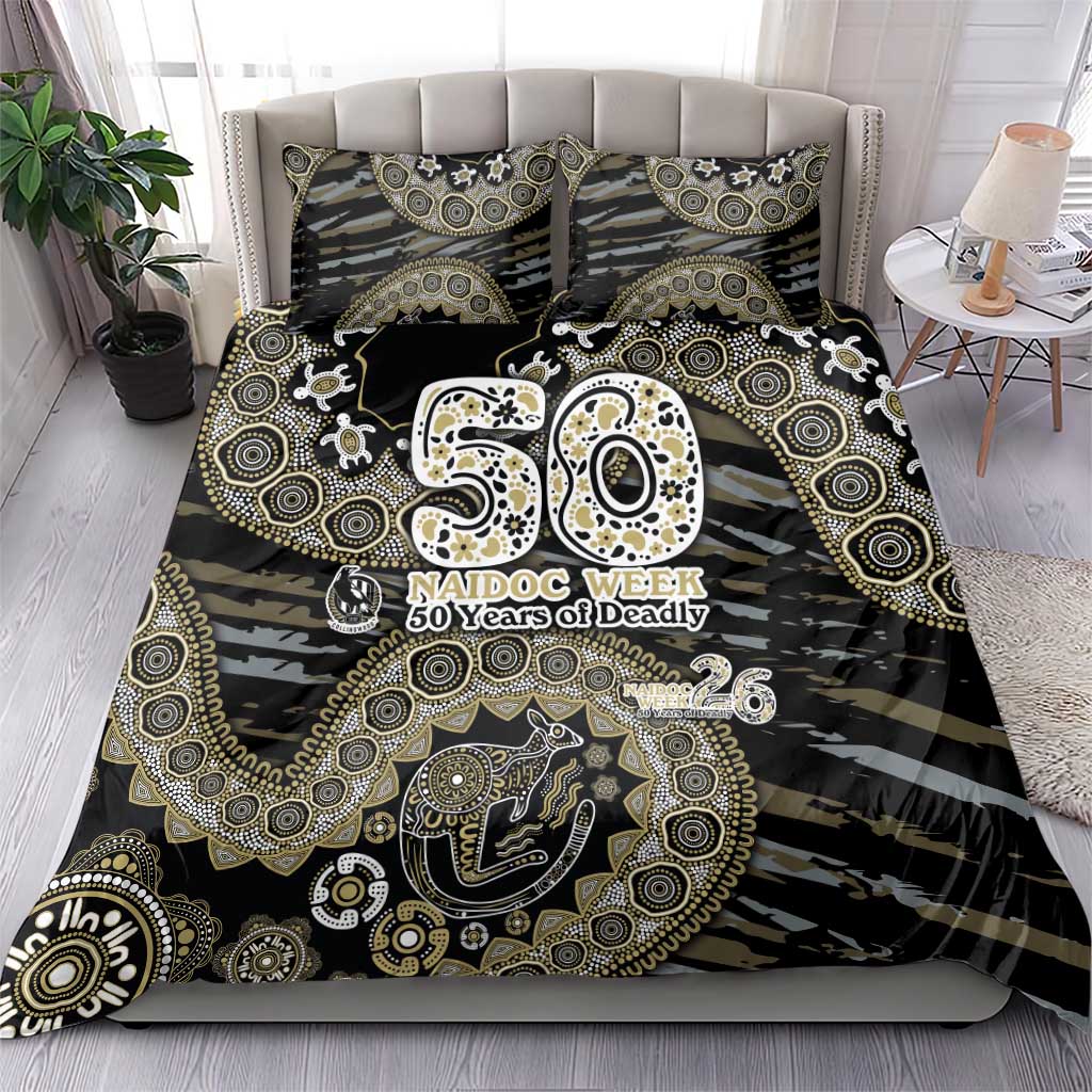 Collingwood Magpies NAIDOC Week 2026 Bedding Set Australian Aboriginal Dot Art Dreamtime Pattern Style
